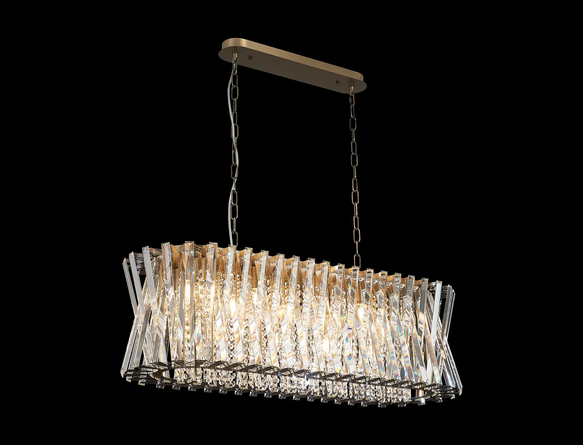 Faline Antique Brass Crystal Ceiling Lights Diyas Statement Crystal Fittings